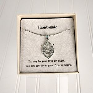 Sterling Silver Rememberance In My Heart Rhinestone Necklace